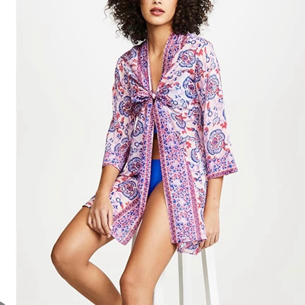 Bell by Alicia Bell tie kimono dress (indigo and pink)